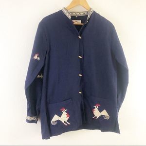 Mayan Modern Vintage Rooster embroidered Blazer L